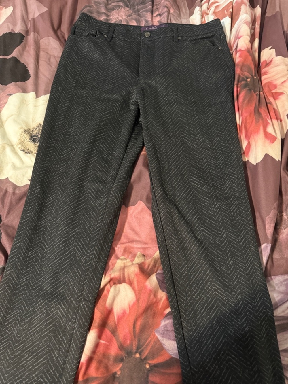 Women's Charcoal Patterned Dress Pants
